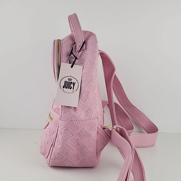 Juicy couture royal sport mini backpack flamingo deboss new gold hardware crown